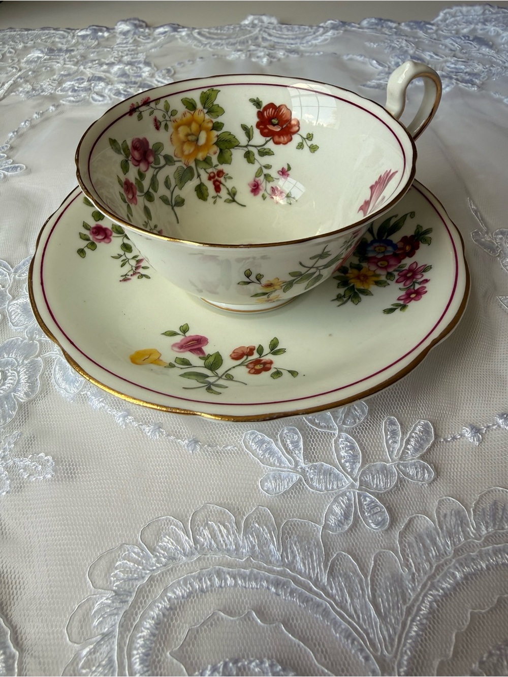 Vintage Aynsley England fine bone china teacup, and saucer set